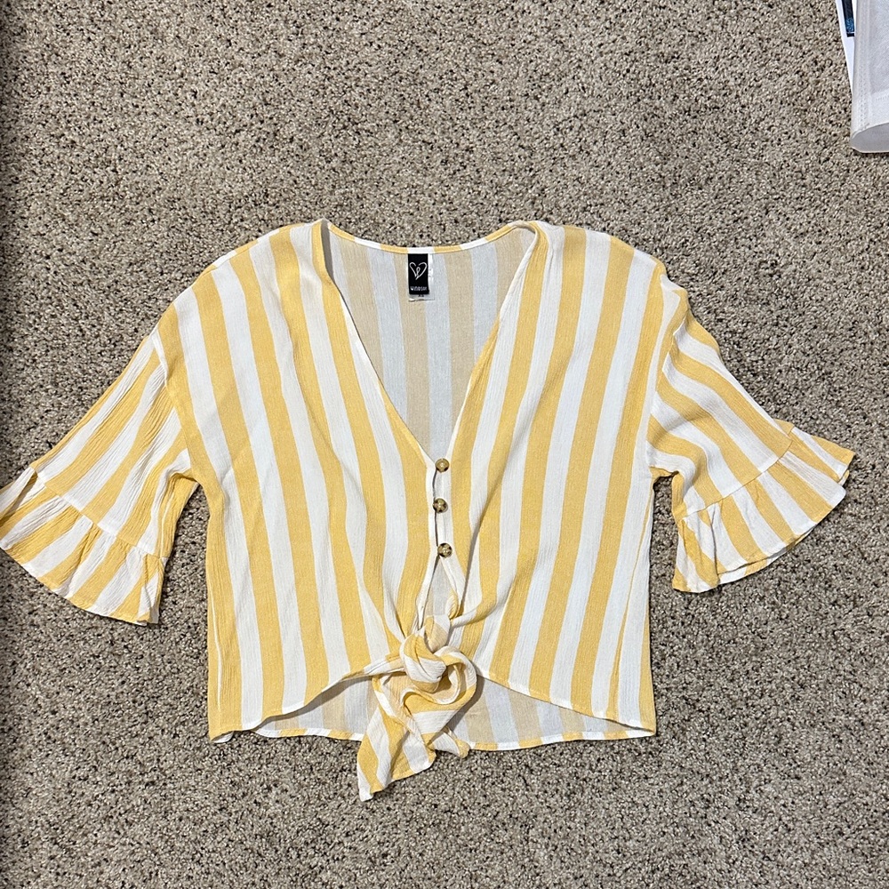Windsor Yellow and White Striped Women's Crop Top